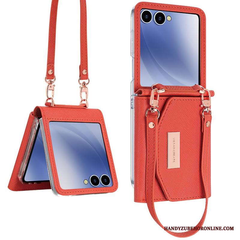 Kuori Samsung Galaxy Z Flip 7 Lompakko Ja Hihna Suojakuori