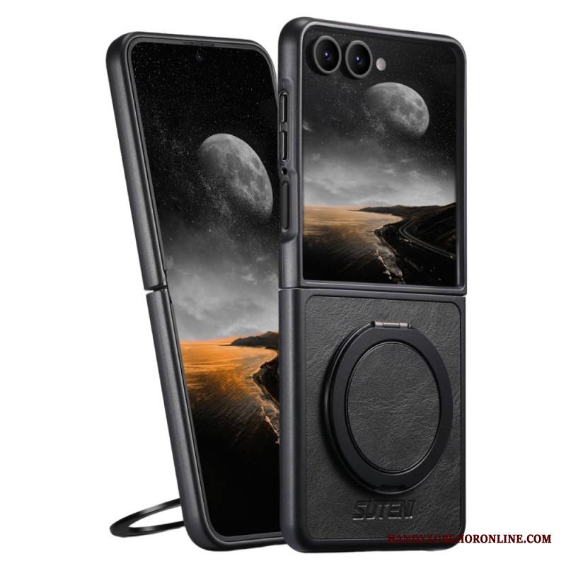 Kuori Samsung Galaxy Z Flip 7 Magsafe-yhteensopiva Nahkakuvioinen Suteni-sormuspidike Suojakuori