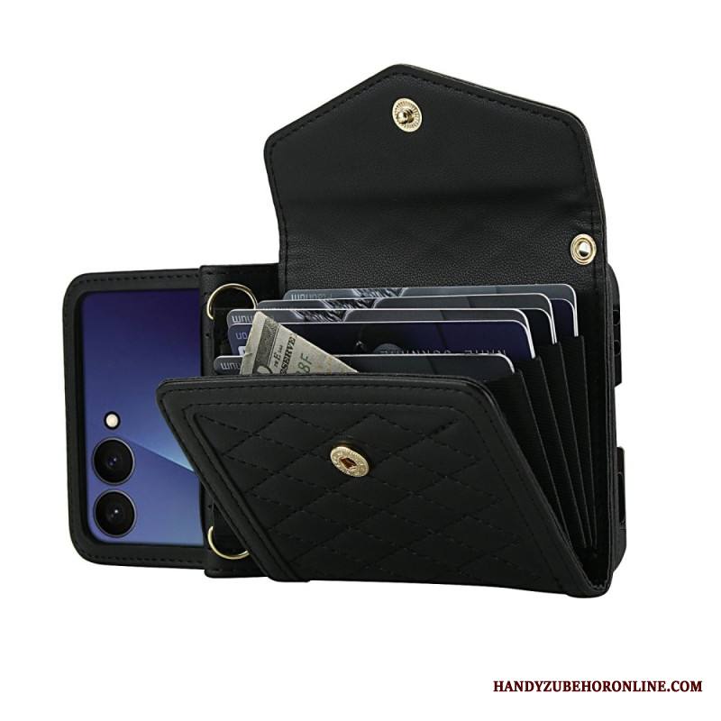 Kuori Samsung Galaxy Z Flip 7 Pehmustettu Korttikotelo Ja Olkahihna