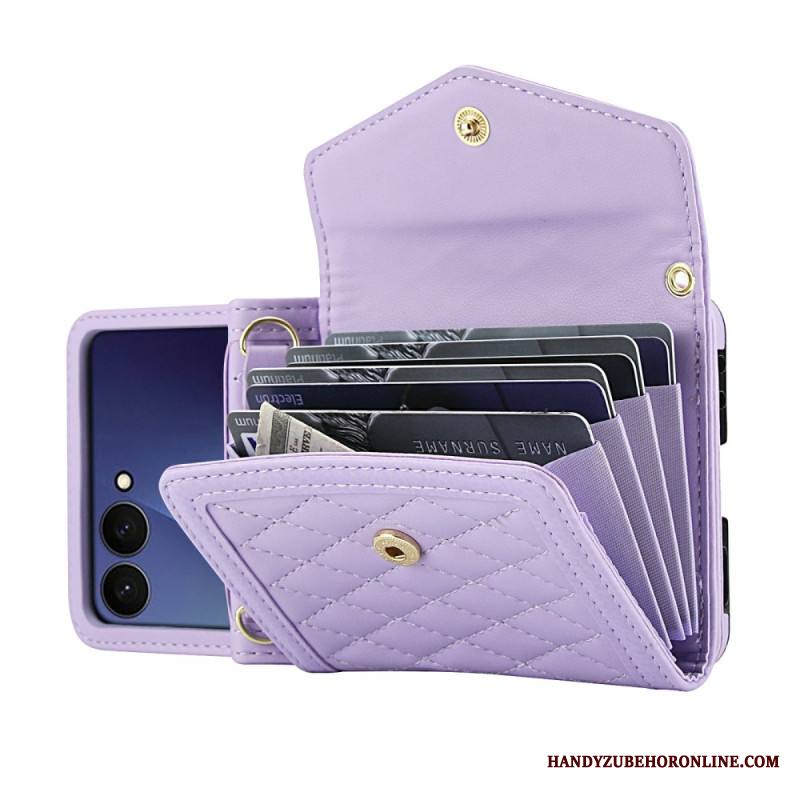 Kuori Samsung Galaxy Z Flip 7 Pehmustettu Korttikotelo Ja Olkahihna