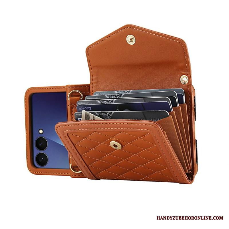 Kuori Samsung Galaxy Z Flip 7 Pehmustettu Korttikotelo Ja Olkahihna