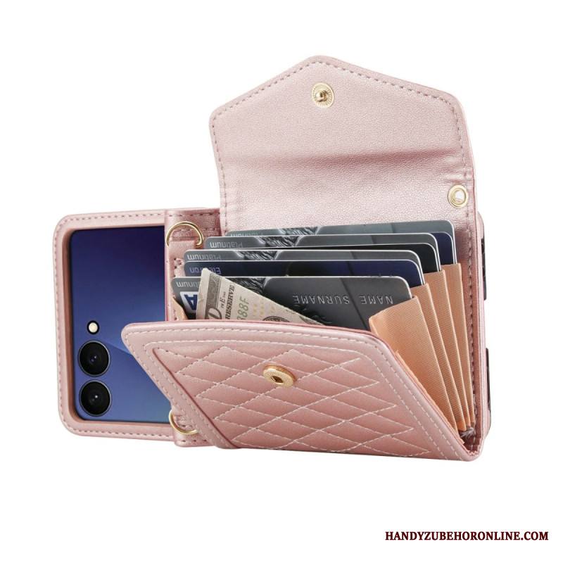 Kuori Samsung Galaxy Z Flip 7 Pehmustettu Korttikotelo Ja Olkahihna