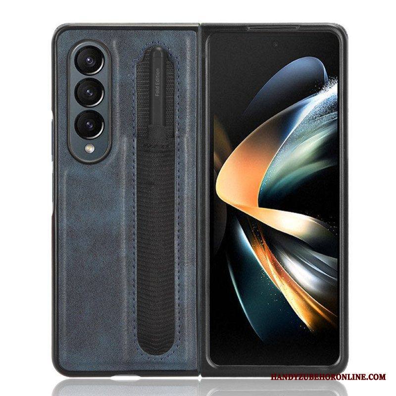 Kuori Samsung Galaxy Z Fold 4 Keinonahkainen Retro Stylus