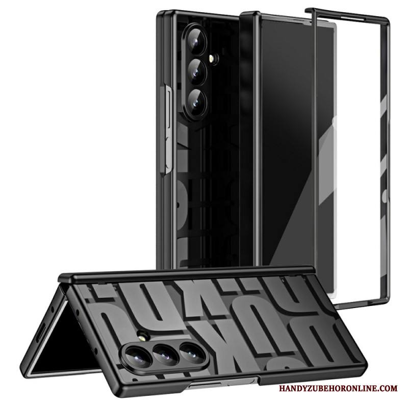 Kuori Samsung Galaxy Z Fold 7 Kirjainmuotoilu Karkaistusta Lasista Valmistetulla Näytönsuojalla