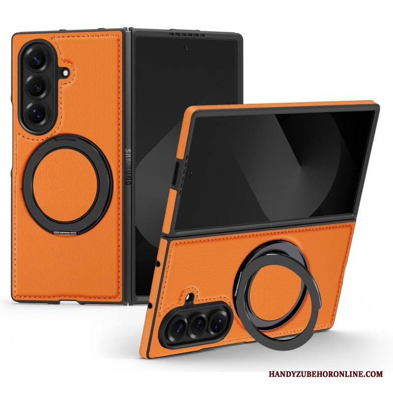 Kuori Samsung Galaxy Z Fold 7 Magsafe-yhteensopiva Nahkaefekti Pyörivällä Rengaspidikkeellä