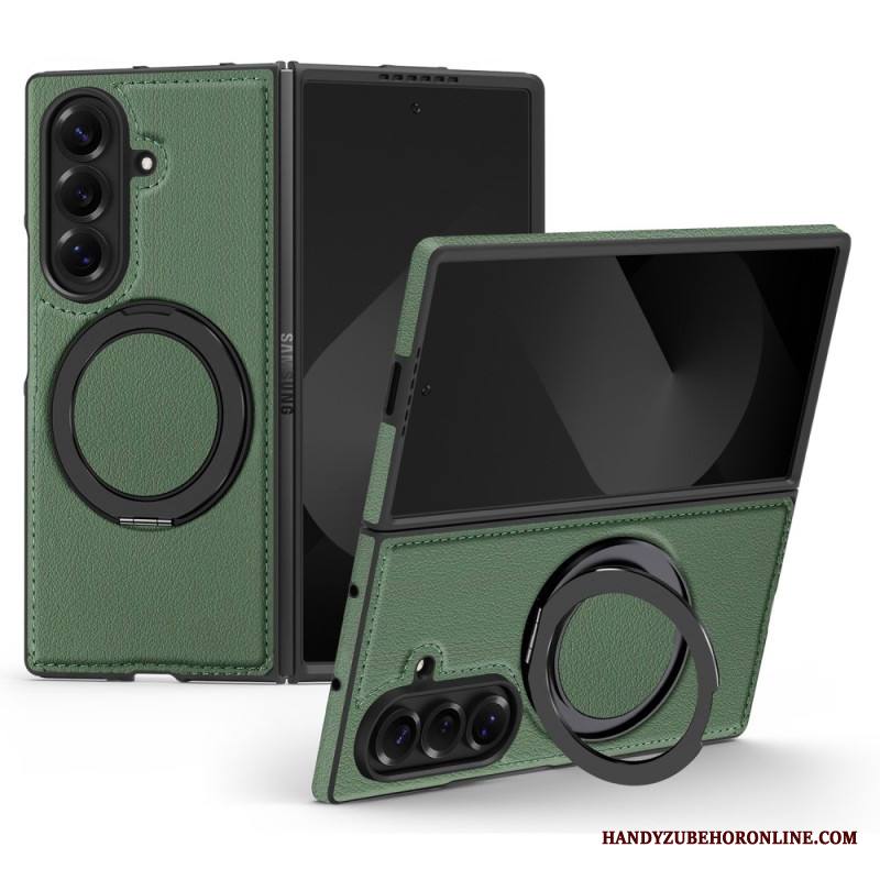 Kuori Samsung Galaxy Z Fold 7 Magsafe-yhteensopiva Nahkaefekti Pyörivällä Rengaspidikkeellä