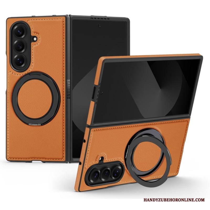 Kuori Samsung Galaxy Z Fold 7 Magsafe-yhteensopiva Nahkaefekti Pyörivällä Rengaspidikkeellä