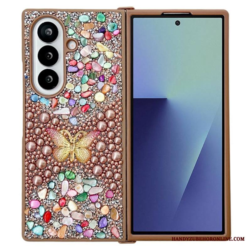 Kuori Samsung Galaxy Z Fold 7 Strassilla Koristeltu Perhonen