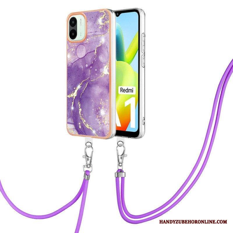 Kuori Xiaomi Redmi A1 Kiristysnyörillä Marmoristyylinen Kiristysnyöri