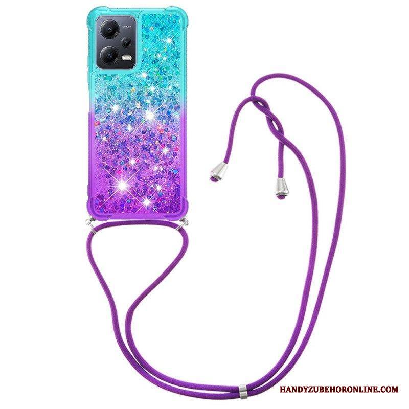 Kuori Xiaomi Redmi Note 12 5G Kiristysnyörillä Glitter Silikoni Johto