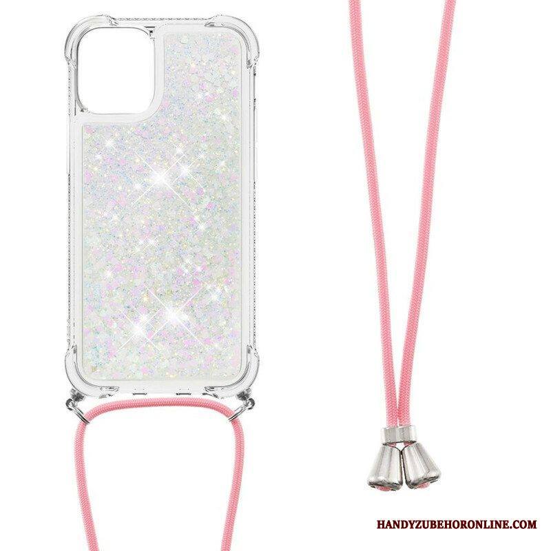 Kuori iPhone 13 Pro Max Kiristysnyörillä Kiristysnauha Paljetteja