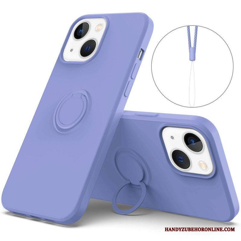 Kuori iPhone 14 Nestemäinen Silikonirengas Ja Kaulanauha