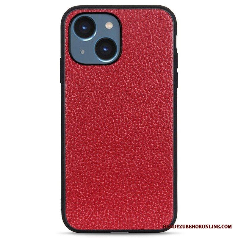 Kuori iPhone 14 Plus Aitoa Litsi-nahkaa