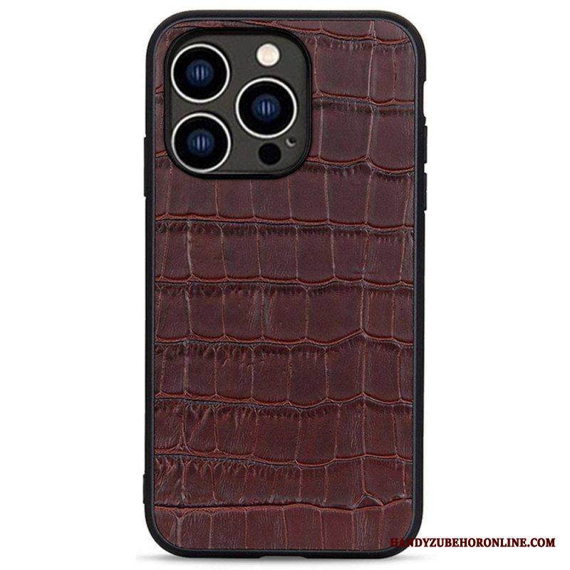 Kuori iPhone 14 Pro Aito Crocodile Texture -nahka