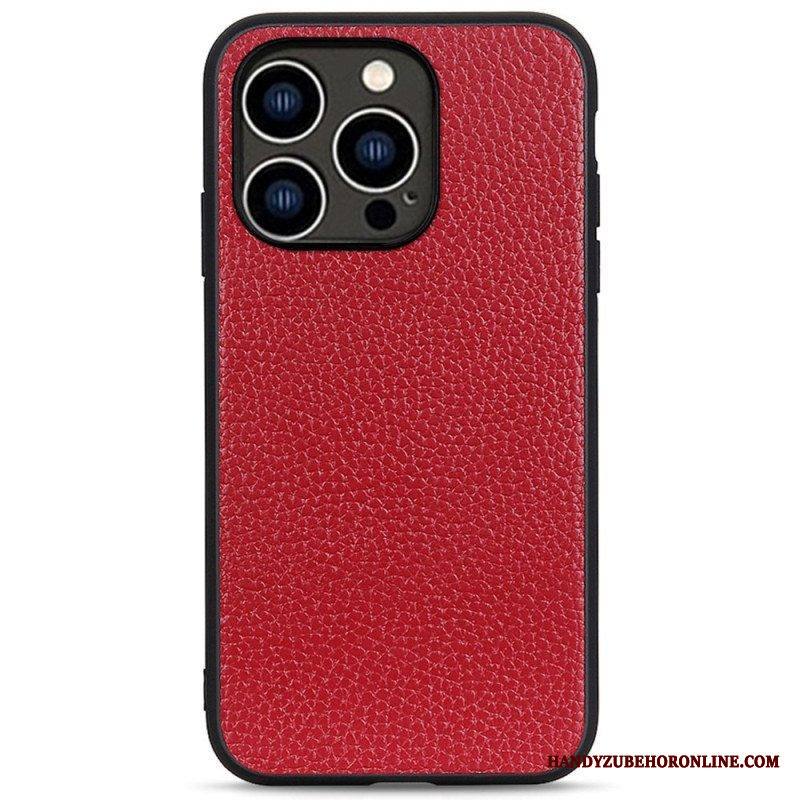 Kuori iPhone 14 Pro Aitoa Litsi-nahkaa