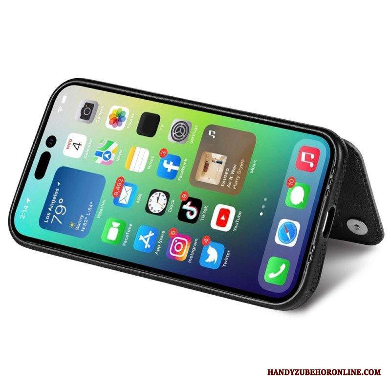 Kuori iPhone 14 Pro Lompakkokotelo Hiilikuitulompakko Ja Teline