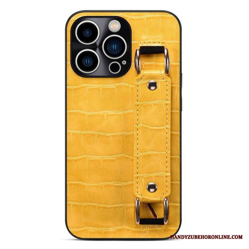 Kuori iPhone 14 Pro Max Korttipidike Croco-tukihihnalla