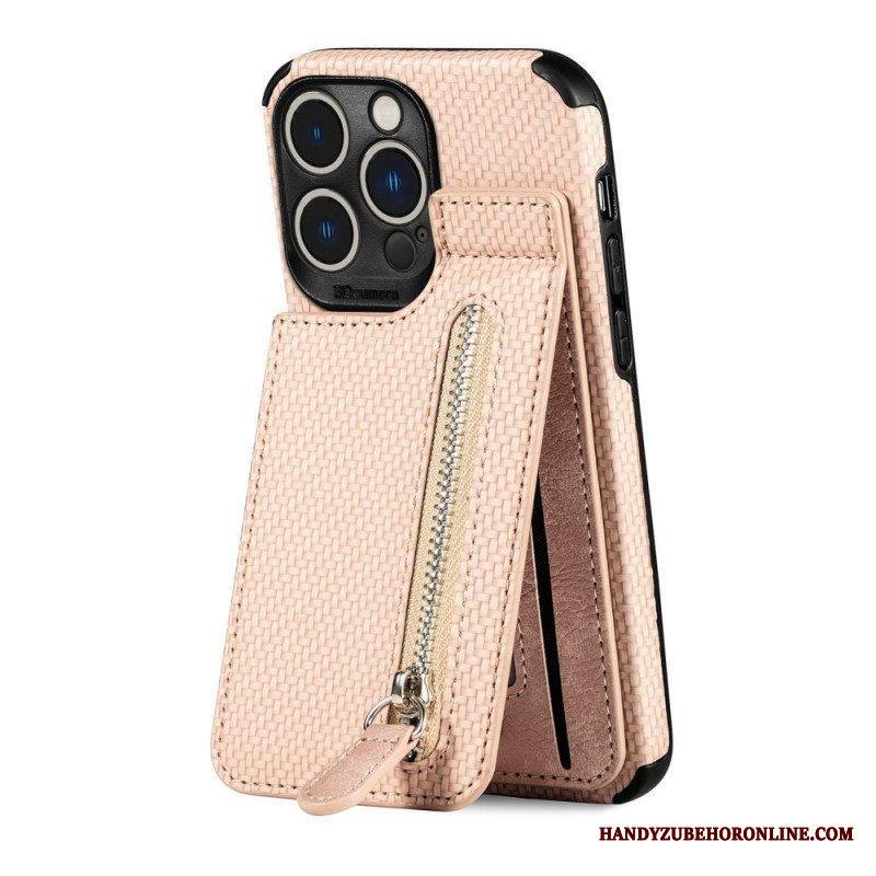Kuori iPhone 14 Pro Max Lompakkokotelo Hiilikuitu Ja Lompakko