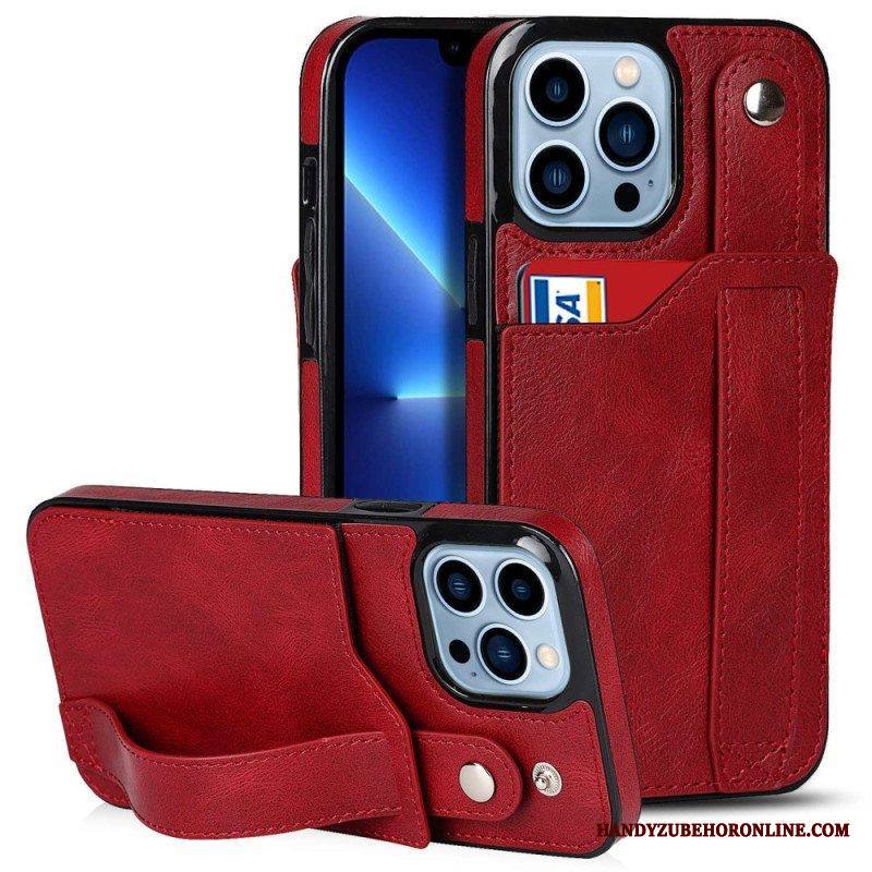 Kuori iPhone 14 Pro Rfid-korttipidike Hihnalla