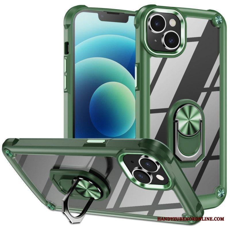 Kuori iPhone 15 Läpinäkyvä Tukirenkaalla