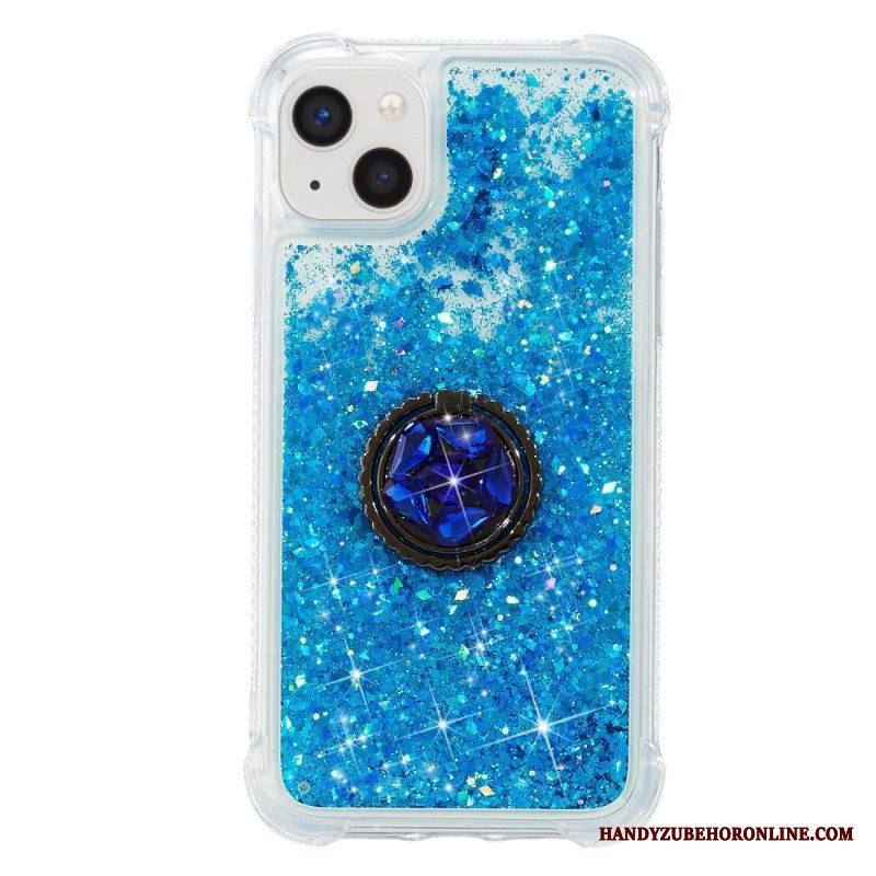 Kuori iPhone 15 Plus Paljetteja Tukirenkaalla