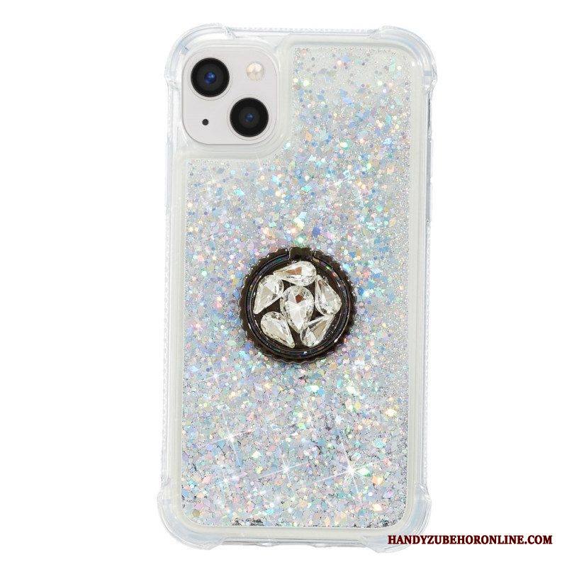 Kuori iPhone 15 Plus Paljetteja Tukirenkaalla
