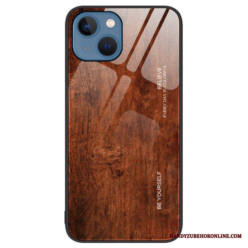 Kuori iPhone 15 Plus Tempered Glass Wood Design