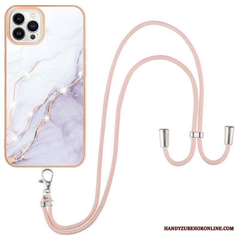Kuori iPhone 15 Pro Max Kiristysnyörillä Marmorijohto