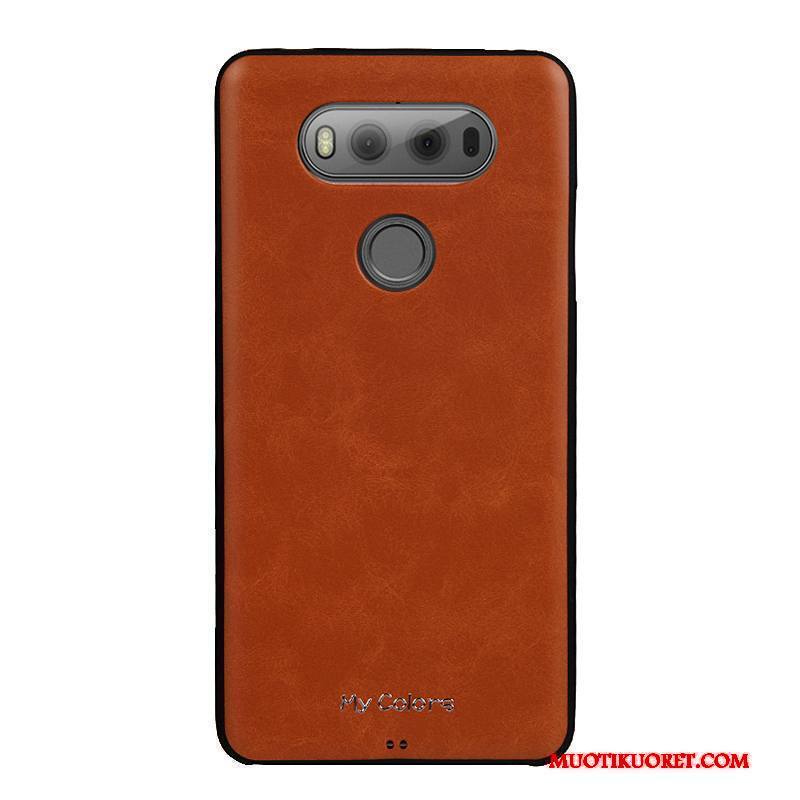 Lg V20 Kuori Nahka Pehmeä Neste Kotelo Suojaus Liiketoiminta Puhelimen Kuoret Sininen