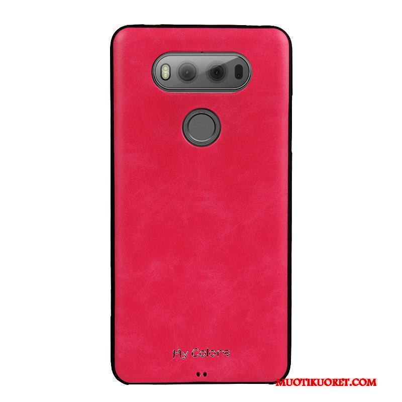 Lg V20 Kuori Nahka Pehmeä Neste Kotelo Suojaus Liiketoiminta Puhelimen Kuoret Sininen