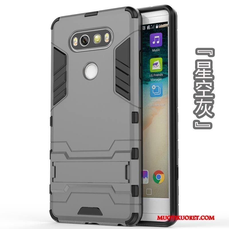 Lg V20 Tuki Murtumaton Harmaa Kova Suojaus Kotelo Kuori