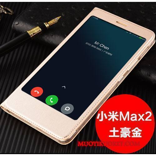 Mi Max 2 Kuori Simpukka Nahkakotelo Kulta Puhelimen Kuoret All Inclusive Suojaus Pinkki