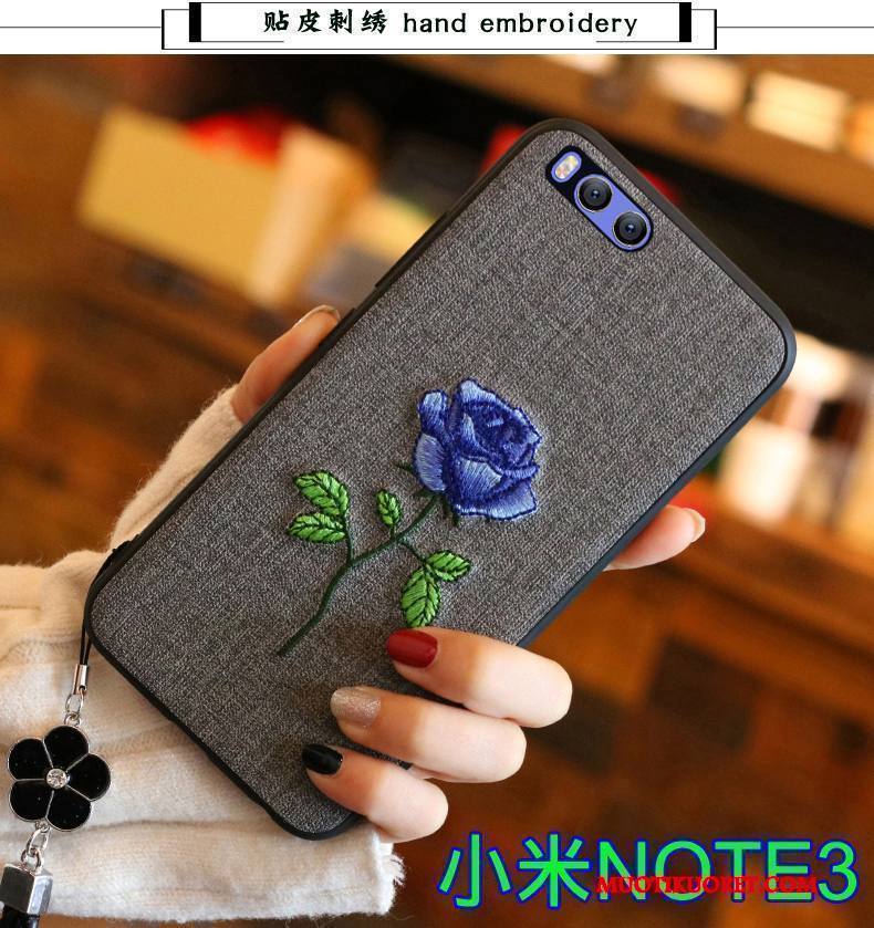 Mi Note 3 Kuori Vaaleansininen Pieni Kotelo Punainen Suojaus All Inclusive Kirjonta