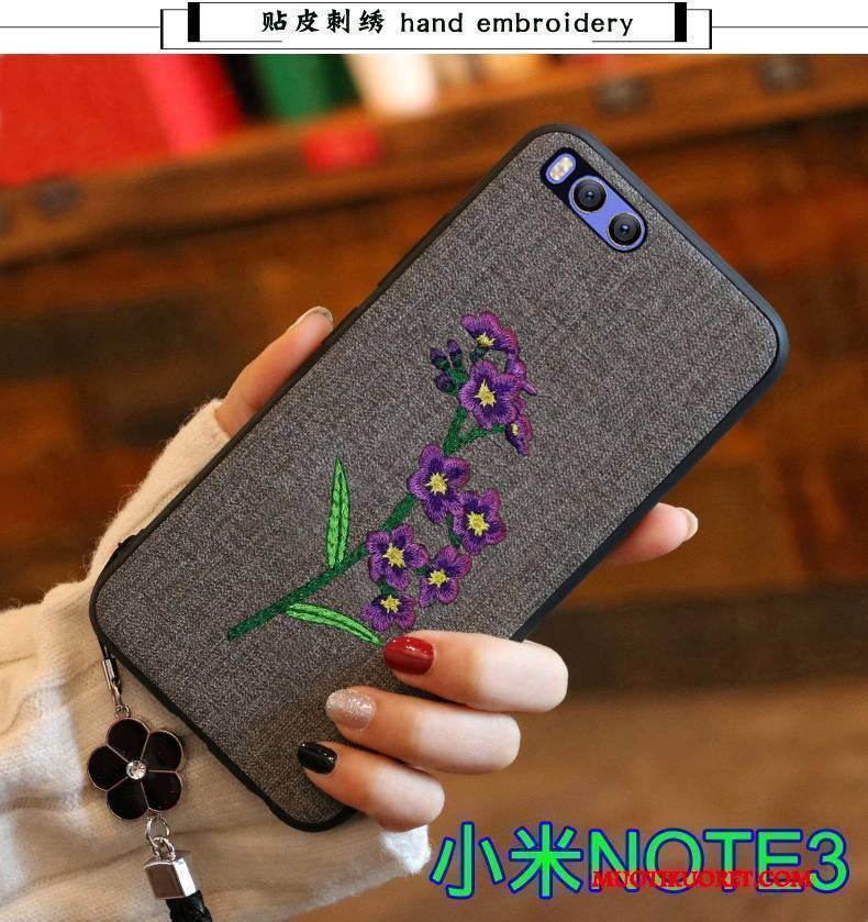 Mi Note 3 Kuori Vaaleansininen Pieni Kotelo Punainen Suojaus All Inclusive Kirjonta