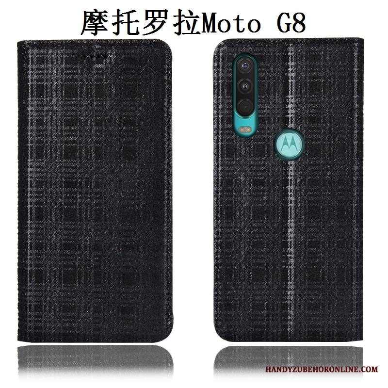 Moto G8 Kuori Puhelimen Kuoret Kotelo All Inclusive Suojaus Aito Nahka Harmaa