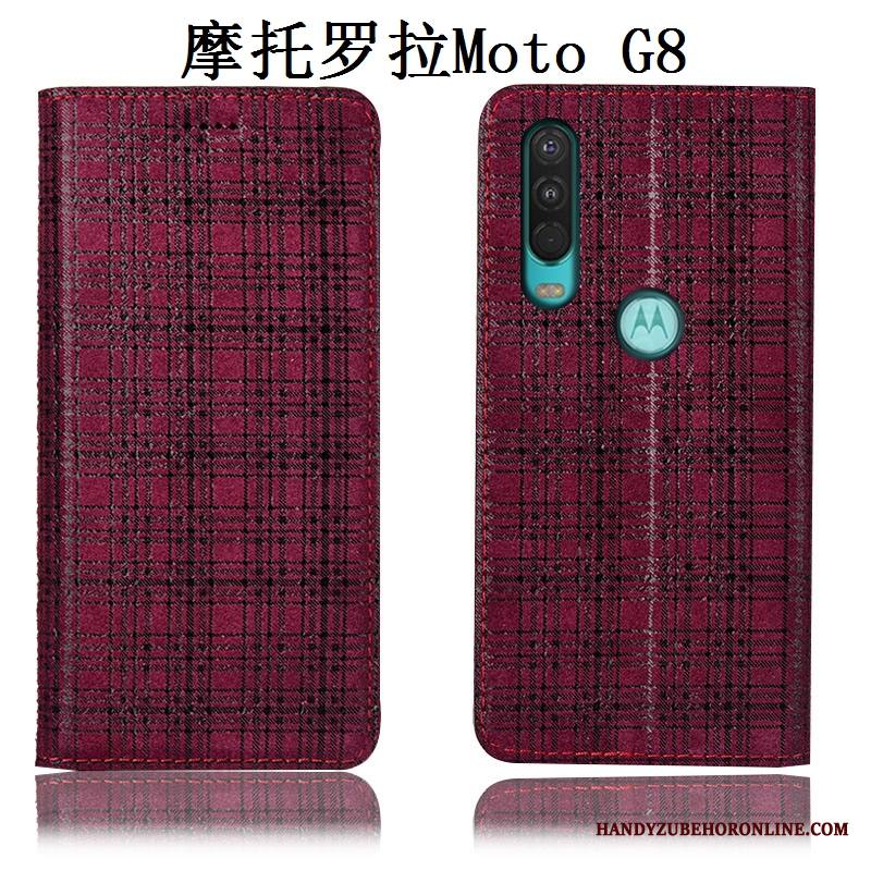 Moto G8 Kuori Puhelimen Kuoret Kotelo All Inclusive Suojaus Aito Nahka Harmaa