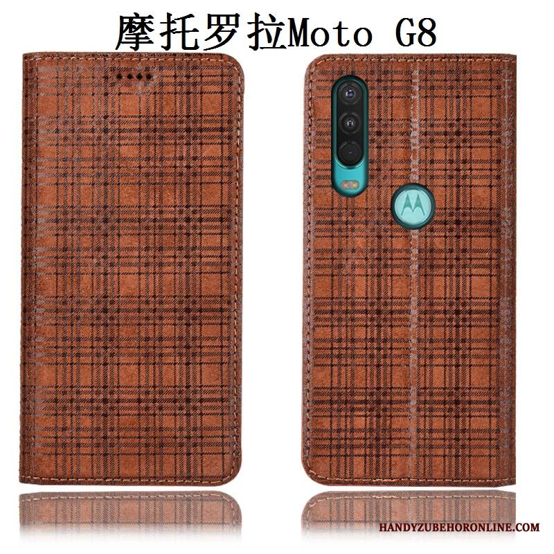 Moto G8 Kuori Puhelimen Kuoret Kotelo All Inclusive Suojaus Aito Nahka Harmaa