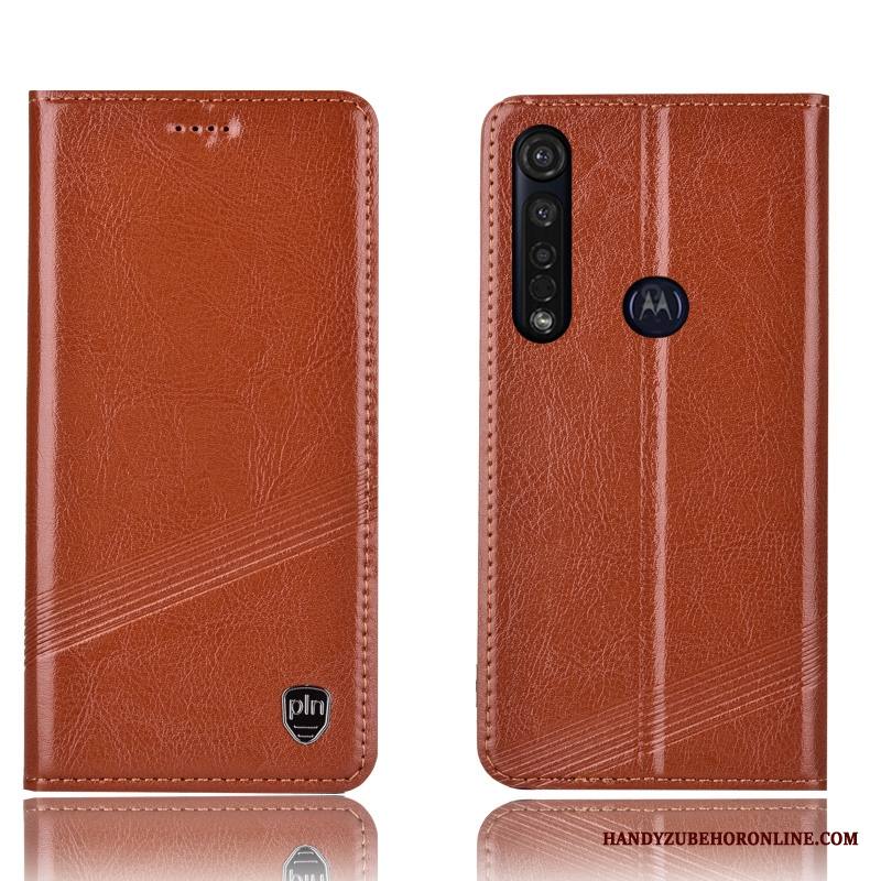 Moto G8 Plus Kuori All Inclusive Murtumaton Kotelo Kuoret Aito Nahka Musta Puhelimen Kuoret