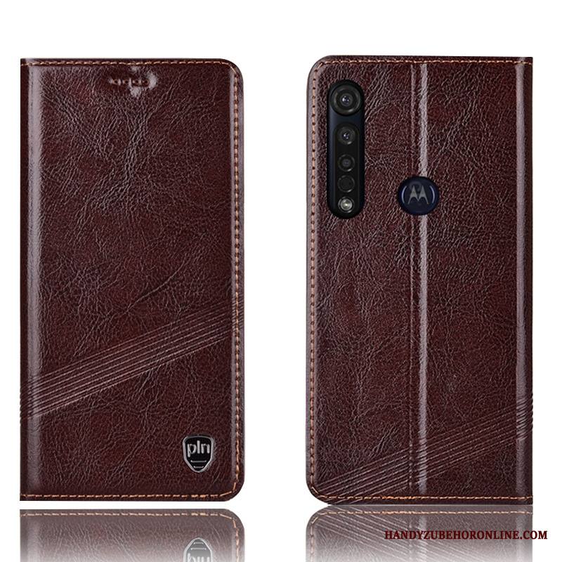 Moto G8 Plus Kuori All Inclusive Murtumaton Kotelo Kuoret Aito Nahka Musta Puhelimen Kuoret