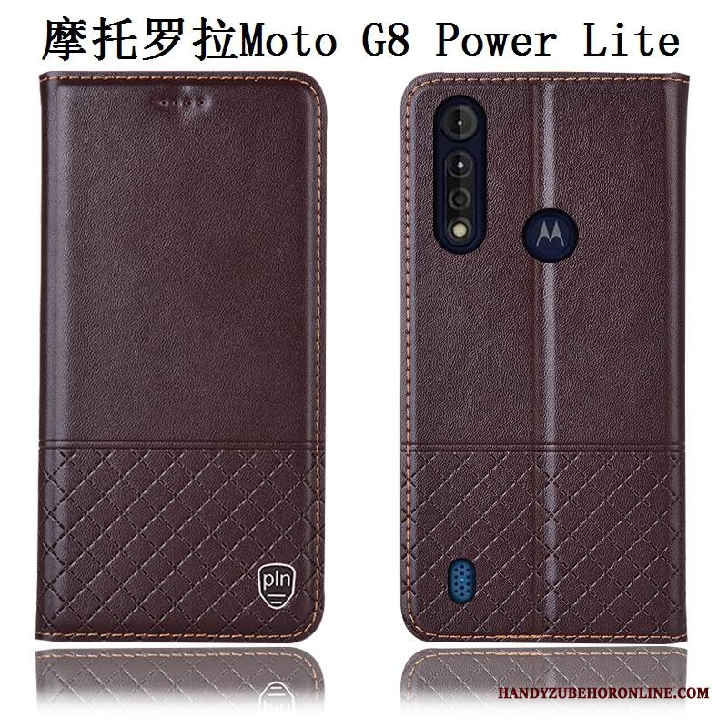 Moto G8 Power Lite Kuori Murtumaton Aito Nahka Puhelimen Kuoret Sininen Nahkakotelo