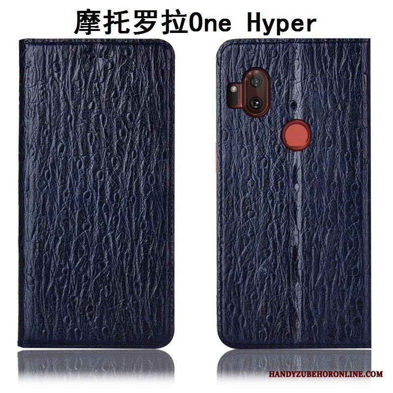 Motorola One Hyper Kuori Lintu Tummansininen Murtumaton Suojaus Kukkakuvio Aito Nahka Kotelo