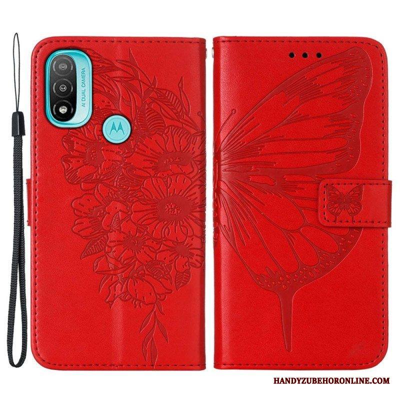 Nahkakotelo Moto E40 / E30 / E20 Butterfly Design