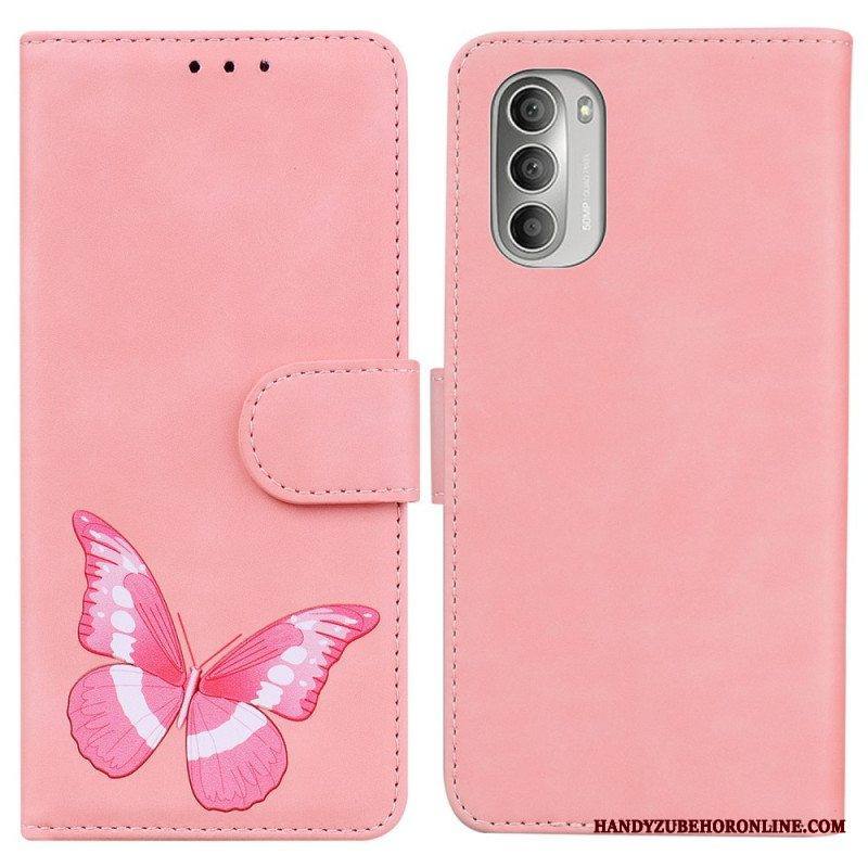 Nahkakotelo Moto G51 5G Skin Touch Butterfly
