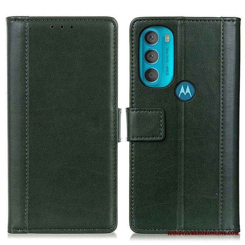 Nahkakotelo Moto G71 5G Värillinen Nahkatehosteversio