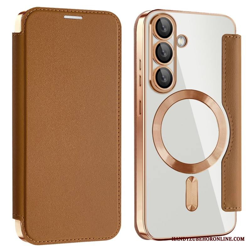 Nahkakotelo Samsung Galaxy S25 5g Nahkaefekti Yhteensopiva Magsafen Ja Rfid-suojauksen Kanssa Suojakuori