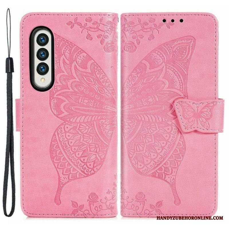 Nahkakotelo Samsung Galaxy Z Fold 4 Jättiläinen Perhonen