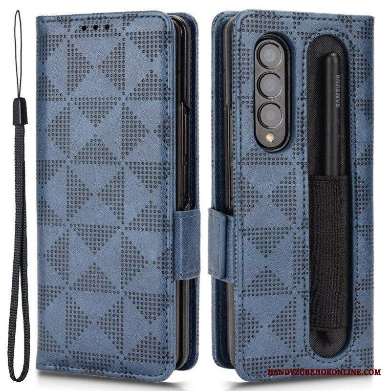 Nahkakotelo Samsung Galaxy Z Fold 4 Kuviollinen Rei'itetty Kolmionauha