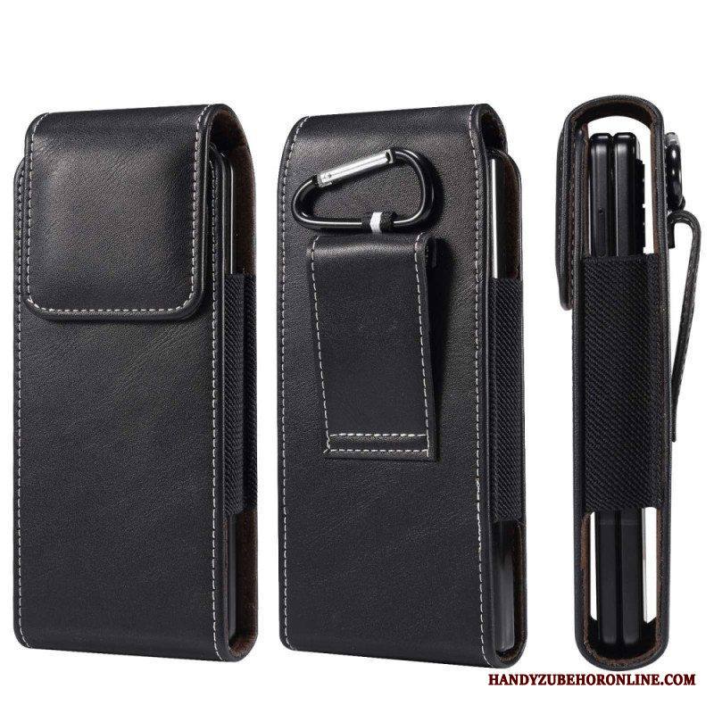 Nahkakotelo Samsung Galaxy Z Fold 4 Mikrokuituinen Nahkainen Vyöpussi