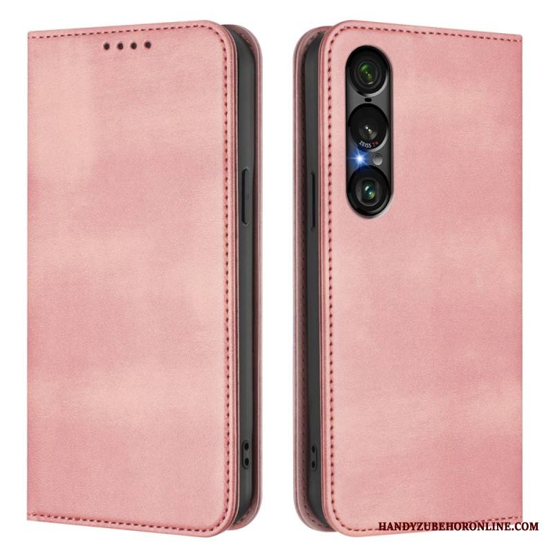 Nahkakotelo Sony Xperia 1 Vii Rfid-suojattu Retrokuvio Suojakuori