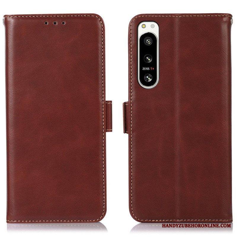 Nahkakotelo Sony Xperia 5 IV Aito Nahka Rfid-toiminto